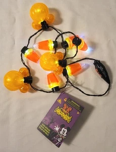 Disney Halloween Mickey Mouse Pumpkin Candy Corn Light Up Necklace NEW - Picture 1 of 6