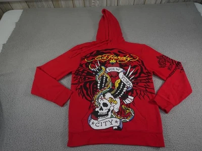Sudadera con Capucha Ed Hardy Para Hombres Pequeña Calavera Roja Serpiente Tigre Águila Tatuaje Ciudad de Nueva York DEH Foto 1 de 4