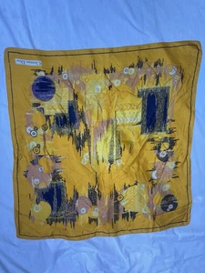 Schöner Vintage Christian Dior Schal Seide gelb schwarz 31”x31” - Bild 1 von 5