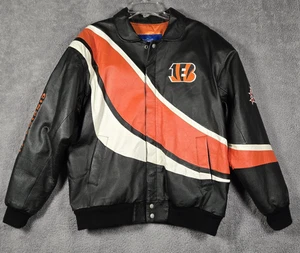 Vintage Cincinnati Bengals Genuine Leather NFL Licensed Jacket Reebok Rare - Picture 1 of 22