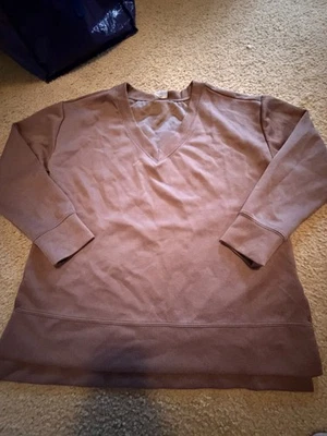 DANSKIN Scuba Rib Luxury Cropped Sweatshirt Medium Relaxed Fit Ribbed - Image 1 of 4