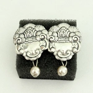 Vintage 925 Sterling Silber florale filigrane Design Ohrhänger - Bild 1 von 7