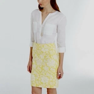 Ann Taylor Damen gelb weiß strukturiert Karriere Business Bleistiftrock Größe 6 - Bild 1 von 9