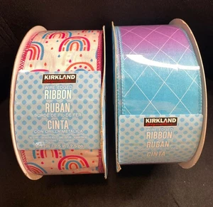2 Kirkland Wire Ribbon 2.5” Wide 50 YD Gift Birthday Ribbon Rainbow / Colorful - Picture 1 of 4