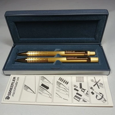Very Rare Vintage Staedtler Micromatic 777 477 75 24k Gold Plated Pen and Pencil Foto 1 de 4