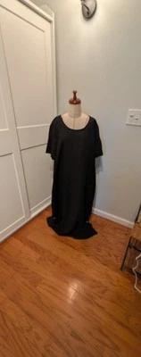 NWT Vintage Studio Ease Dress Womens 22W Black 100% Linen Maxi Lagenlook Relaxed - Image 1 of 4