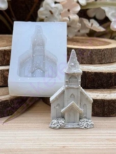 Miniatura rústica iglesia-capilla hecha a mano molde de silicona para manualidades - Imagen 1 de 8