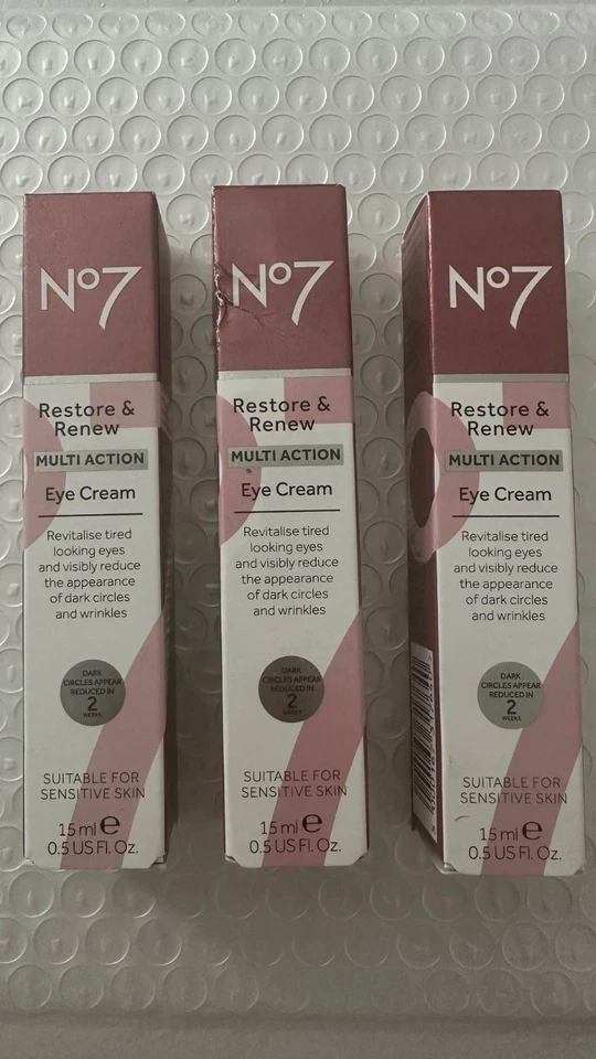 No7 Restore & Renew Multi-Action Eye Cream - 15ml BRAND NEW x 3 - Image 1 of 1