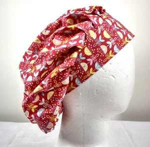 Bouffant Scrub Cap Chemo Hat Chef Handmade Cotton Retro Floral 23.5” to 33.5” - Picture 1 of 8