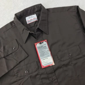 VINTAGE 80s Sears Work Shirt Mens Extra Large Brown Garage Long Sleeve Mod NEW - Picture 1 of 11