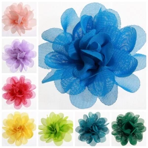 30PCS 5CM 2" Chic Crochet Chiffon Flowers For Headband Fabric Flowers For Hair - Picture 1 of 10