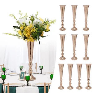 10pcs Tall Trumpet Vases Wedding Table Centerpieces Display Party Event Decor - Picture 1 of 13