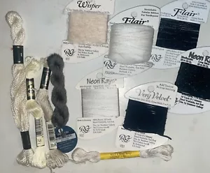 Threads for Needlepoint Embroidery Fibers Black And White Sampler Nylon Silk Etc - Picture 1 of 3