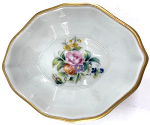 Piatto porta caramelle porcellana bianca bordo oro Limoges France 4" dipinto a mano - Foto 1 di 8