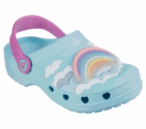Skechers Kids Water Clogs Foamies Light Up Rainbow Girls Childrens Summer Shoes - Picture 1 of 4