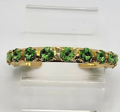 m/w Swarovski Crystal Peridot Stones Gold Plated Cuff Bracelet; August - Image 1 of 3
