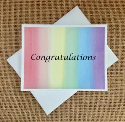 Felicitaciones Arco Iris - Tarjeta de Felicitación Ecológica Hecha a Mano 100% Reciclada pr Foto 1 de 3