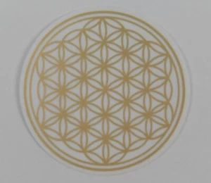 Gold Flower of Life Sticker 2-Sided 7cm Clear Background 2 Pack - Picture 1 of 2