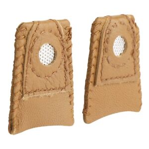 2pcs Small Size Leather Thimble Finger Sets With Metal Tip Hand Needlework HD
