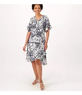 Vestido Isaac Mizrahi Live Regular Estampado Crepé MIDI con Detalle de Volantes Talla XL  Foto 1 de 4