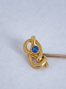 ANTIQUE VICTORIAN GENUINE 15CT GOLD AND NATURAL BLUE SPINEL LAPEL TIE PIN C1890s - Picture 1 of 6