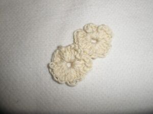  6 mini fleurs fait main au crochet en coton écru 