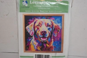 Kit Punto de Cruz Leczany COLORIDO Perro - Nuevo - Tela de Algodón, Hilo, Aguja - Imagen 1 de 4