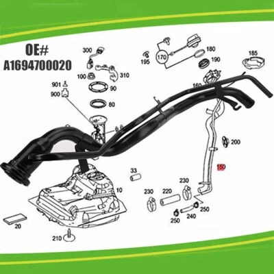 Einfüllstutzen Tank Einfüllrohr für MERCEDESA-Klasse W169 2004-2012 A1694700020 - Bild 1 von 4