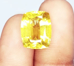 Loose Gemstone Certified Natural Yellow Sapphire 10 Ct Cushion Cut Sapphire gems - Picture 1 of 13
