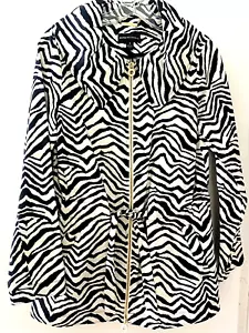 Chic Dana Buchman Zebra Zip & Belted Lightweight Jacket Sz Small - Picture 1 of 13