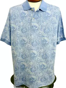 NWT $70 Daniel Cremieux Classics Polo Shirt LARGE Blue w Off White 100% Cotton - Picture 1 of 12