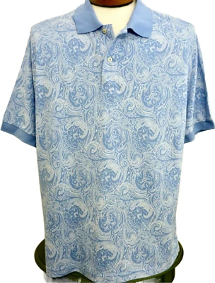 NWT $70 Daniel Cremieux Classics Polo Shirt LARGE Blue w Off White 100% Cotton - Image 1 of 4