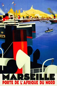 MARSEILLE Francia Viaje Nuevo Póster Retro Puerto Marino Delineador Océano Estampado Art Deco 190 - Imagen 1 de 1