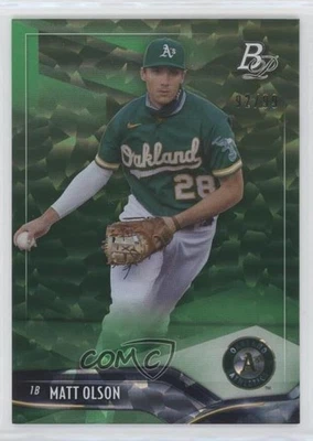 Bowman Platinum Green Icy Foil 2021 92/99 Matt Olson #88 o7m Foto 1 de 3