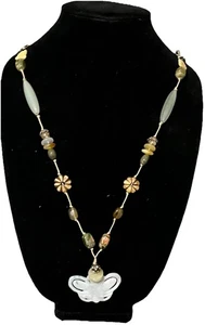 Ali-Khan Collar Colgante Mariposa Jade Cuentas con Jaspe Unakita, Hueso y Jade - Imagen 1 de 8