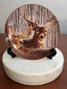 1992 Danbury Mint SNOWY ALERT Pride of the Wilderness HIRSCHPLATTE Bob Travers NEU IN VERPACKUNG - Bild 1 von 3