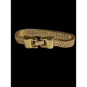 Vintage Armband goldfarben 7 Zoll Faltschließe 10 mm - Bild 1 von 8