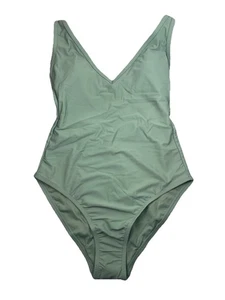 Women's V-Neck One Piece Swimsuit - Kona Sol, Sage Green Sz M (8-10)High Cut Leg - Picture 1 of 7