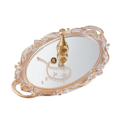 Vintage Gold Mirror Tray Vanity Tray for Dresser Perfume Storage Decorative M... - Image 1 of 4