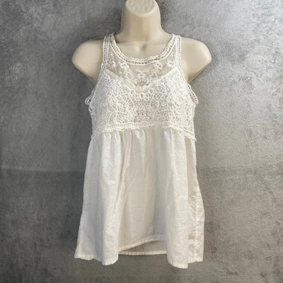Y2k Hollister Babydoll Tank Top Womens Small Lace Crochet Trim Boho Cottagecore - Image 1 of 4