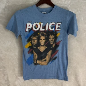 T-shirt vintage The Police Tour M MEDIA anni 80 1983-1984 Roxanne blu - Foto 1 di 5