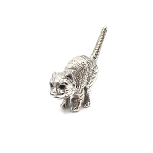 925 Sterling Silber Miniaturfigur Katze 2.9cm Figur Kätzchen Figur Katzenbuckel - Picture 1 of 9