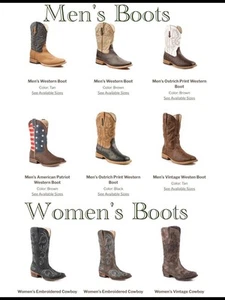 Roper Western Boots (uomo o donna) stivali da cowboy in pelle (indossa l’ovest) NUOVI - Foto 1 di 3