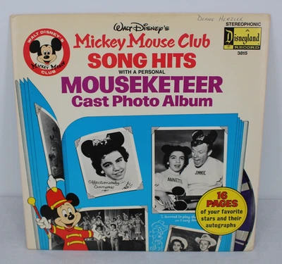 Vintage Disney Mickey Mouse Club Song Hits Vinyl LP Mouseketeer Photo Album 3815 - Image 1 of 4