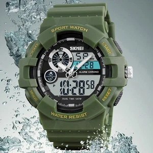 Skmei Mens Sport Watch Analog Digital Week Alarm Date Rubber Strap Waterproof - Picture 1 of 18