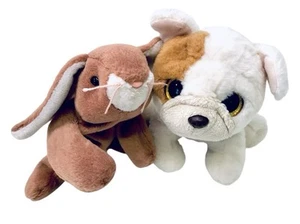 Ty Plush Beanie Toys 2020 Velve Ty Houghie Pug Puppy & 1995 Ears The Rabbit Set - Picture 1 of 17