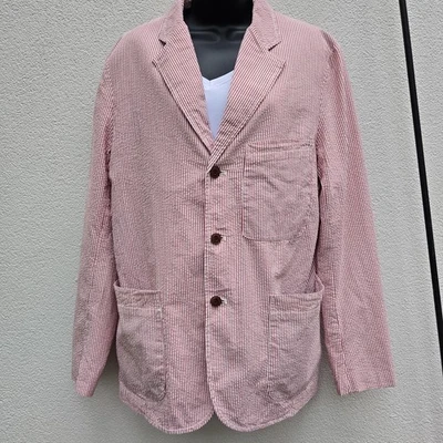 Blazer J Peterman Co Seersucker Algodón Rojo Blanco Rayas Talla 42R Ligero Foto 1 de 4