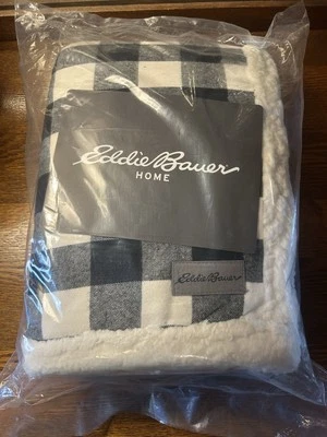 Eddie Bauer  Reversible Throw/Blanket 50x60 Plaid Black & White Christmas Gift  - Image 1 of 3