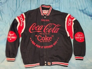 COCA COLA JH DESIGNS 2X RACING VARSITY RETRO EMBROIDERED JACKET - Picture 1 of 3
