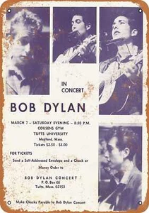 Letrero de metal - Bob Dylan en concierto en Tufts - Reproducción de aspecto vintage - Imagen 1 de 2